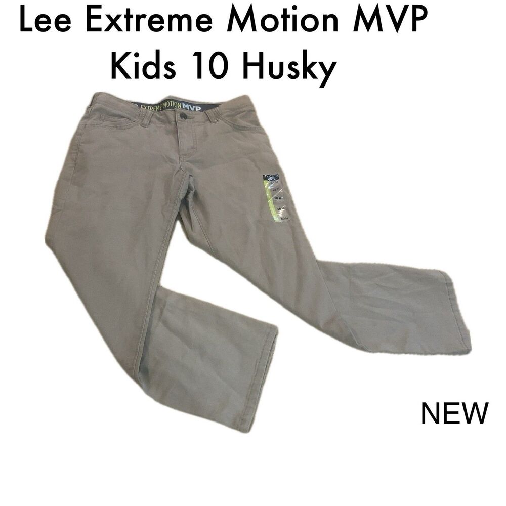 NWT Lee Extreme Motion MVP Boys Size 10 Husky Khaki Straight Leg Pants Stretch